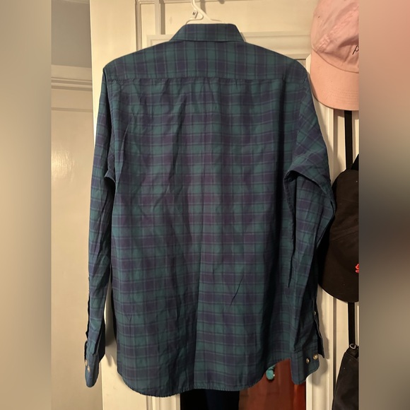 Peter England Blue and Green Checkered Plaid Long Sleeve Button Up Men’s L - Picture 3 of 3